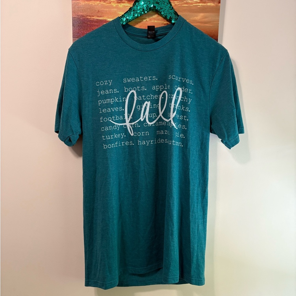 District Teal Fall Graphic Tee M